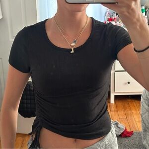 SO Black Ribbed Short Sleeve Tee